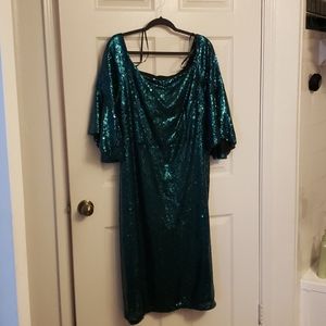 Eloquii Emerald sequin dress with bell sleeves